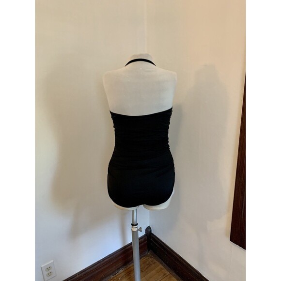 Kamali Kulture Shirred Waist Mio  One Piece Swim Ruched Black Large Halter Cut - Picture 11 of 13